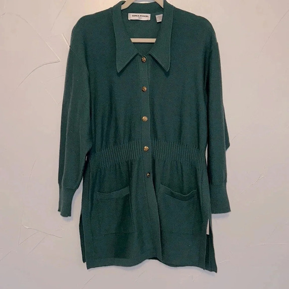 Sonia Rykiel Green Wool Long Cardigan GVC L - Picture 1 of 7